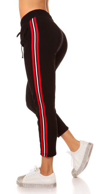 Trendy thermische joggingbroek met contrast strepen roodwit